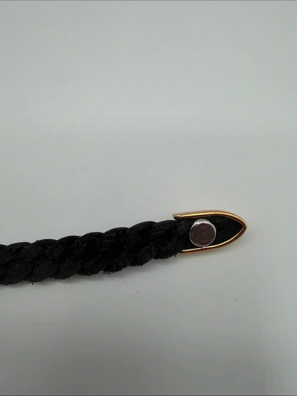 Brighton Bandit Black Braided Leather Bracelet with Gold Heart Charms